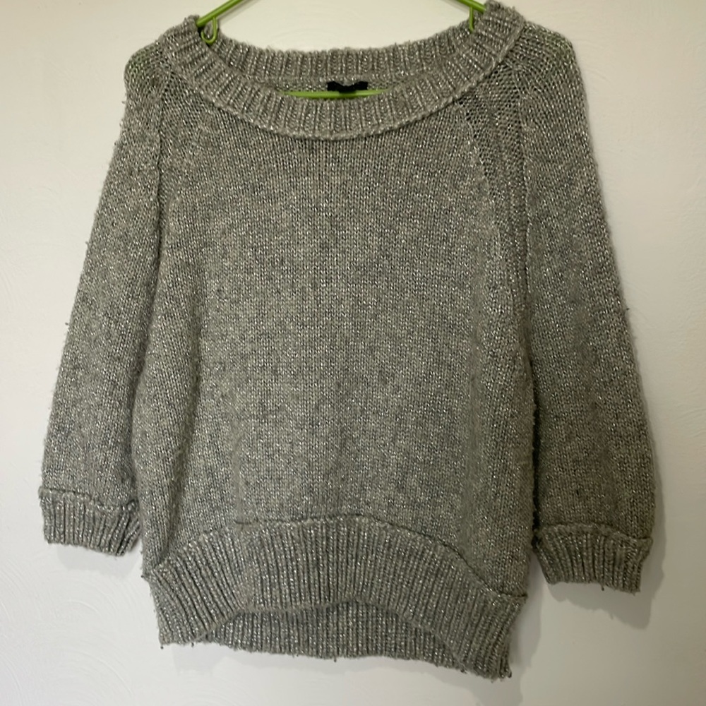 Ann Taylor Gray/Metallic Sparkle Sweater